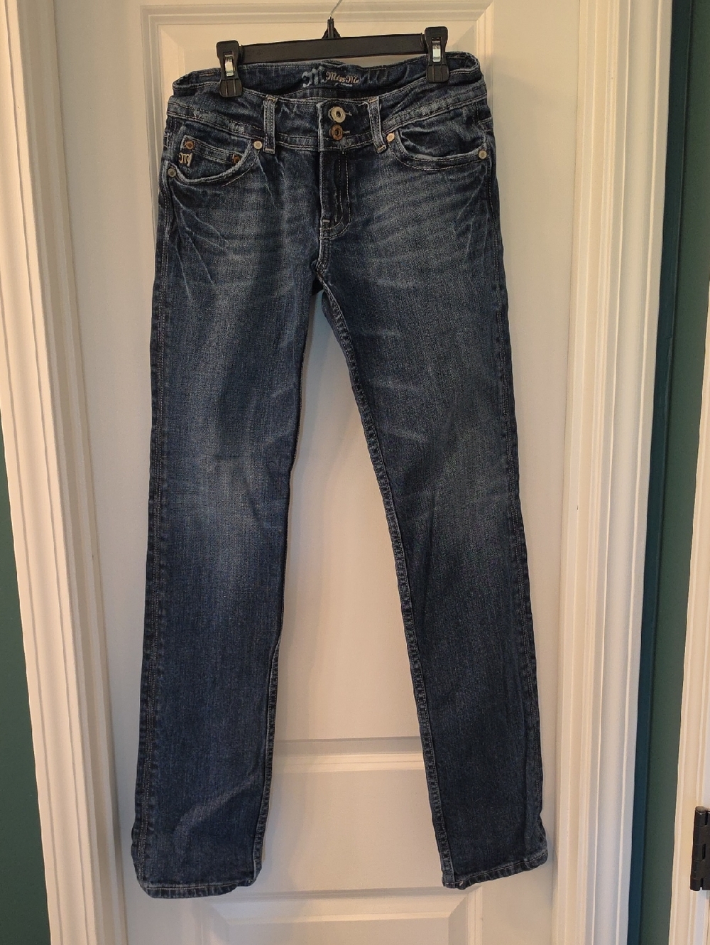 Miss Me Women's Straight Leg Jeans in Dark Blue Wash